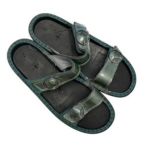 NAOT Leather Velcro Strap Sandals Green 38